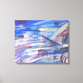 Modern Blue Rosa and Grått Abstrakt Art Canvastryck