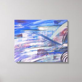 Modern Blue Rosa and Grått Abstrakt Art Canvastryck