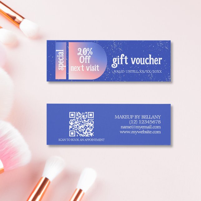 Modern Blue Rosa Gradient Classic Makeup Artist Litet Visitkort (Skapare uppladdad)