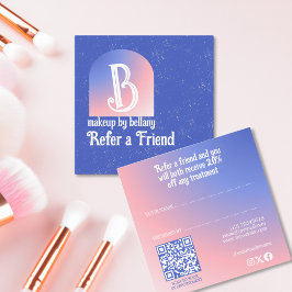 Modern Blue Rosa Gradient Monogram Makeup Artist Rabattkort