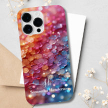 Modern Blue Rosa Pastel Ombre Glitter Monogrammed