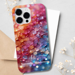 Modern Blue Rosa Pastel Ombre Glitter Monogrammed