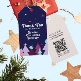 Modern Blue Rosa Tack-julleverans Presentetikett