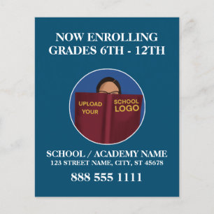 Modern Blue School Logotyp Enrolling English Spain Flygblad