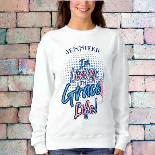 Modern Blue Script Grace Life-kvinnan anpassar sig T Shirt