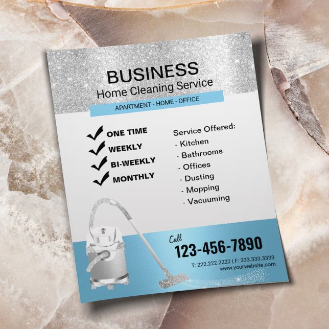Modern Blue & Silver House Städning bostäder Flygblad (Skapare uppladdad)