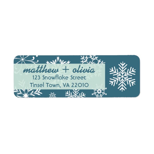 Modern Blue Snöflingor Adressetiketter Returadress Etikett (Framsidan)