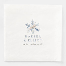 Modern Blue Snowflake Winter Wedding Pappersservett