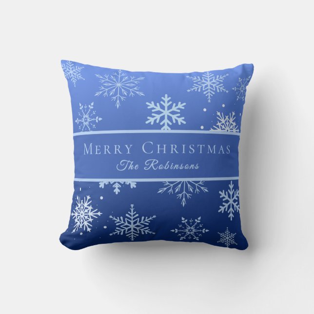 Modern Blue Snowflakes  Kudde (Framsida)