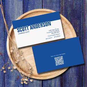 Modern Blue Social Media QR-kod Visitkort