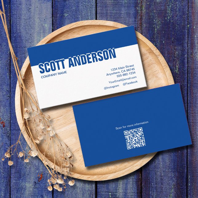 Modern Blue Social Media QR-kod Visitkort (Skapare uppladdad)