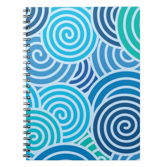 Modern Blue Spiral Mönster Anteckningsbok (Framsidan)