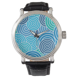 Modern Blue Spiral Mönster Armbandsur