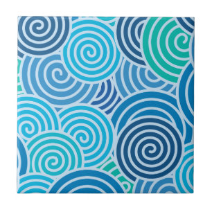 Modern Blue Spiral Mönster Kakelplatta