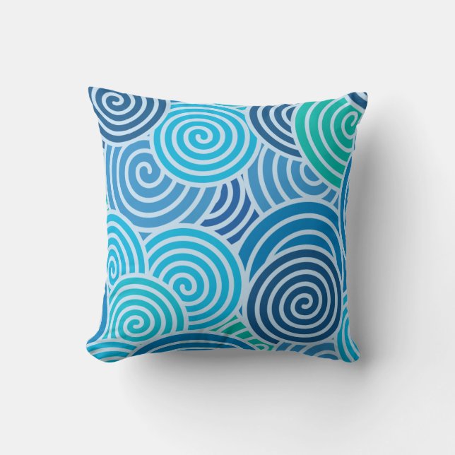 Modern Blue Spiral Mönster Kudde (Framsida)