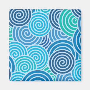 Modern Blue Spiral Mönster Magnet