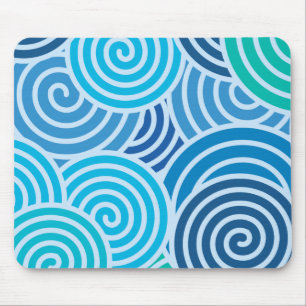 Modern Blue Spiral Mönster Musmatta