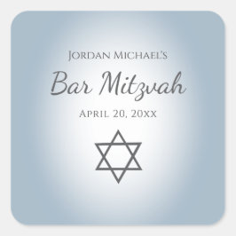 Modern Blue Star of David Simple Bar Mitzvah Fyrkantigt Klistermärke