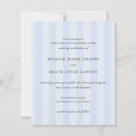 Modern Blue Stripes Elegant Budget Wedding Invite