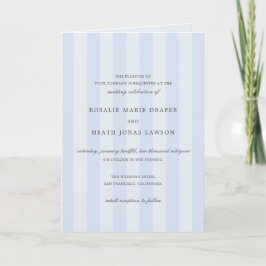 Modern Blue Stripes Elegant Wedding Inbjudan