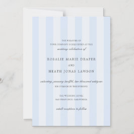 Modern Blue Stripes Elegant Wedding Magnetisk Inbjudningskort