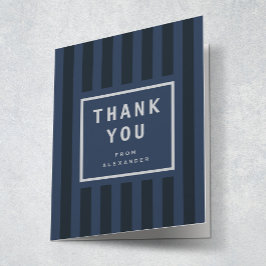 Modern Blue Stripes Graduation Thank You Tack Kort
