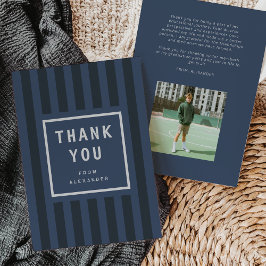 Modern Blue Stripes Graduation Thank You Tack Kort