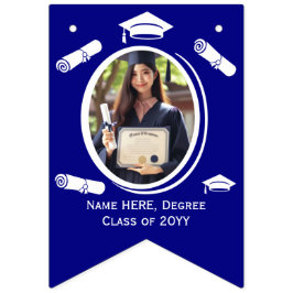 Modern Blue Student Photo Studentmössa, diplomat Vimplar