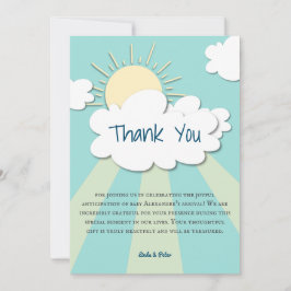 Modern Blue Sunshine Baby Shower Tack Kort