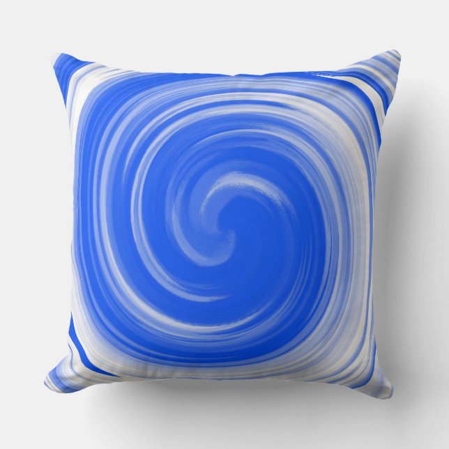 Modern Blue Swirl Abstrakt Art Kudde (Framsida)