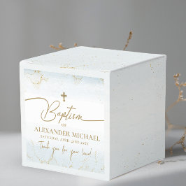 Modern Blue Tack Boy Guld Kor Baptism Presentaskar