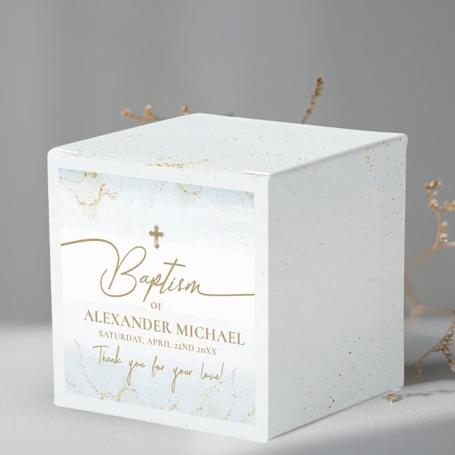 Modern Blue Tack Boy Guld Kor Baptism Presentaskar (Skapare uppladdad)