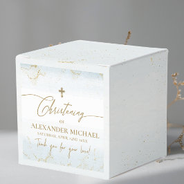 Modern Blue Tack Boy Guld Kor Christening Presentaskar