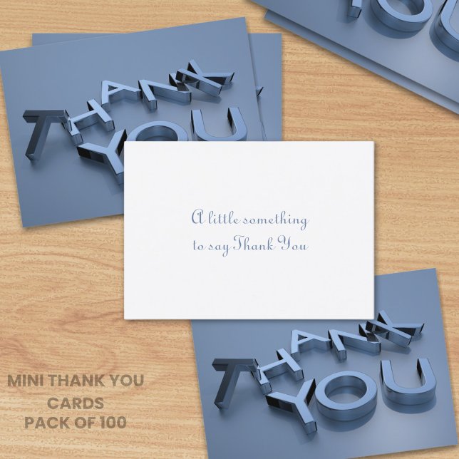 Modern Blue - Tack - Kortpaket om 100 Visitkort (Cost effective thank you cards with space for your short message)