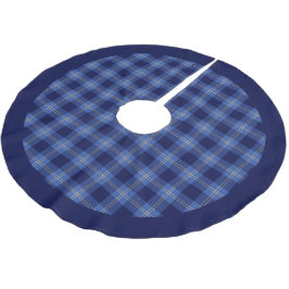Modern Blue Tartan Play Mönster Julgransmatta Borstad Polyester