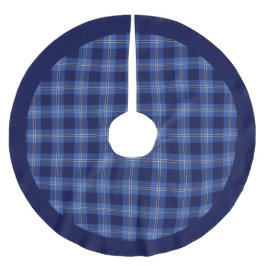 Modern Blue Tartan Play Mönster Julgransmatta Borstad Polyester