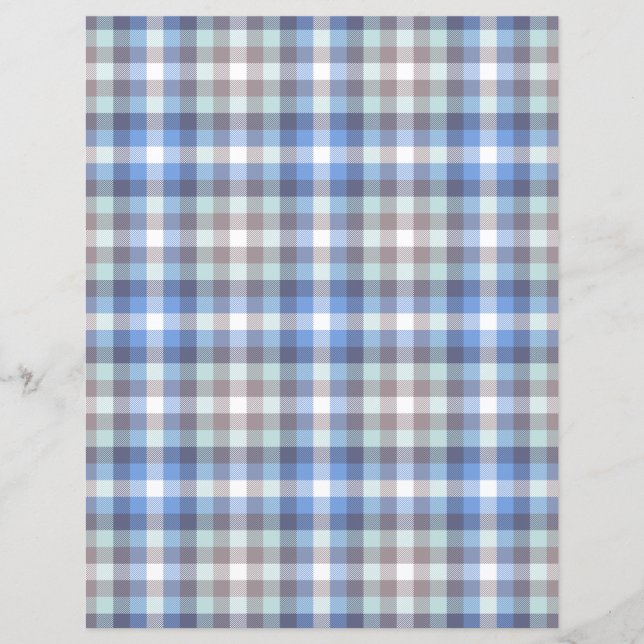 Modern Blue Tartan Play Mönster Scrapbook Papper (Framsida)