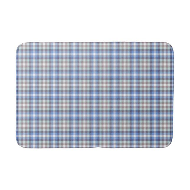 Modern Blue Taupe Tartan Badrumsmatta (Framsidan)