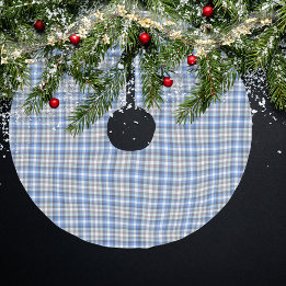 Modern Blue Taupe Tartan Play Julgransmatta Borstad Polyester