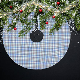 Modern Blue Taupe Tartan Play Julgransmatta Borstad Polyester