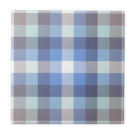Modern Blue Taupe Tartan Play Mönster Kakelplatta