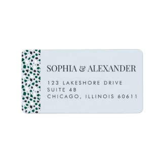 Modern Blue Terrazzo & Emerald Adressetikett