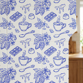Modern Blue Toile Cacao and Chocolate Pattern Kakelplatta