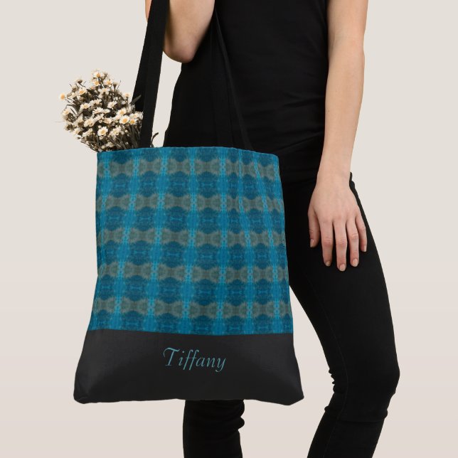 Modern Blue Tote Bag Tygkasse (Närbild)