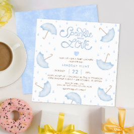 Modern Blue Typography Baby Shower-inbjudan Inbjudningar
