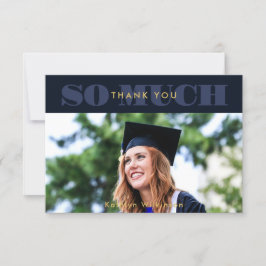 Modern Blue Typography Simple Photo Studenten Tack Kort