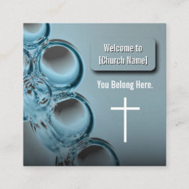 Modern Blue Vatten Church Connection Card Fyrkantigt Visitkort