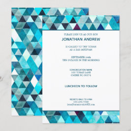 Modern Blue Watercolor Abstrakt Pub Mitzvah Inbjudningar