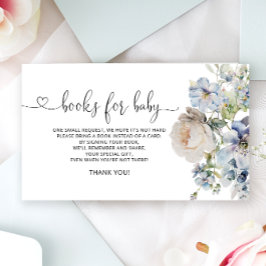 Modern Blue Watercolor Blommigt Bokar för Baby Tilläggskort