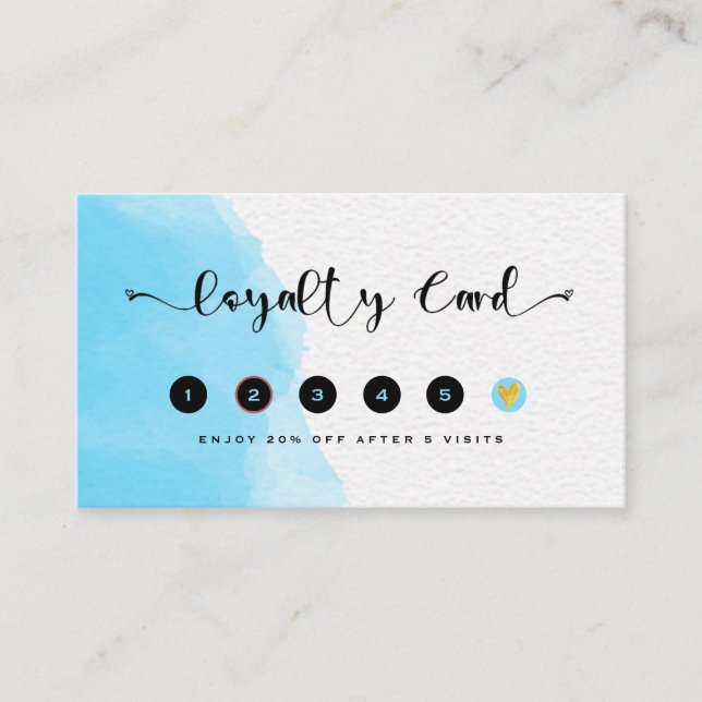 Modern Blue Watercolor Mode Lojalitetskort (Framsida)